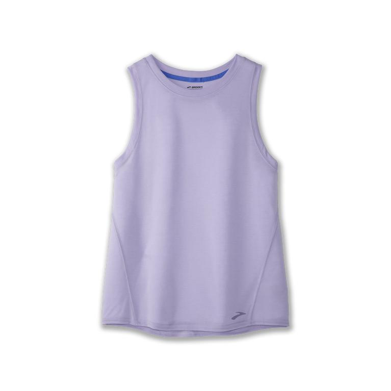 Brooks Distance - Womens Running Tank Top - Heather Violet Dash/Black (95301GRCW)